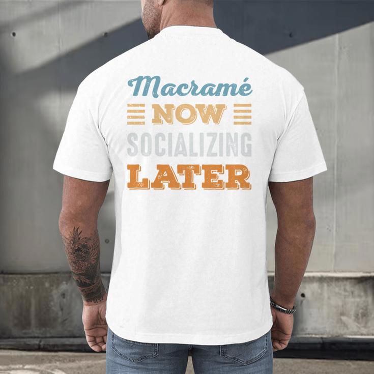 Macramé Now Minimal Socializing Introvert Vintage Men's Back Print T-Shirt Macramé Now Minimal Socializing Introvert Vintage Men's Back Print T-Shirt