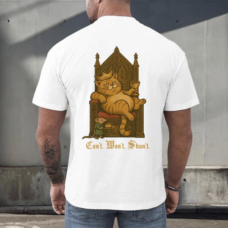 Medieval Cat Sarcastic Queen Lazy King Introvert Kitty Men's Back Print T-Shirt Medieval Cat Sarcastic Queen Lazy King Introvert Kitty Men's Back Print T-Shirt