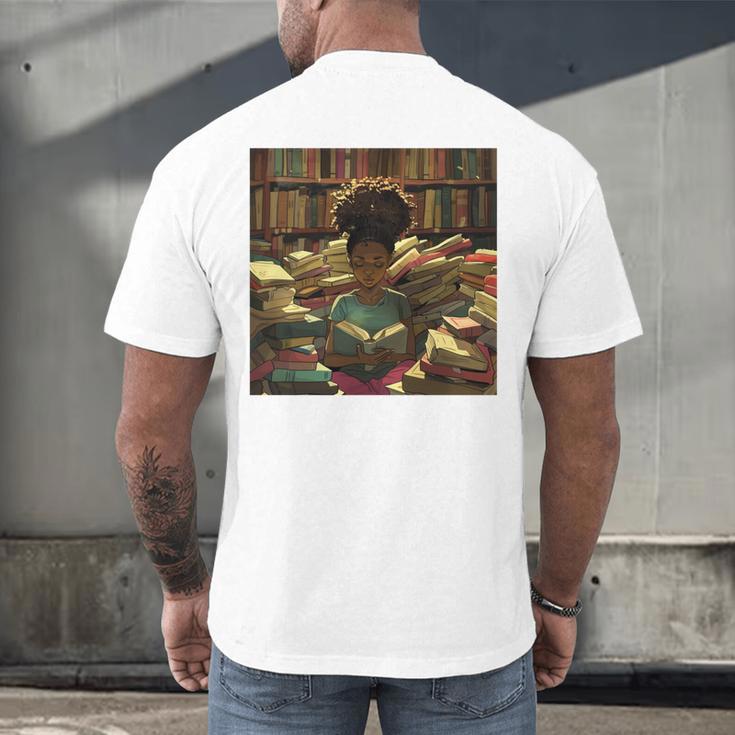 Melanin Afro Women Educated Reading Book History Girls Men's Back Print T-Shirt