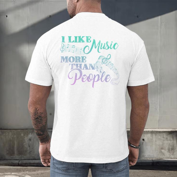 I Like Music More Than People Introvert Music Lover INTP Pun Men's Back Print T-Shirt I Like Music More Than People Introvert Music Lover INTP Pun Men's Back Print T-Shirt