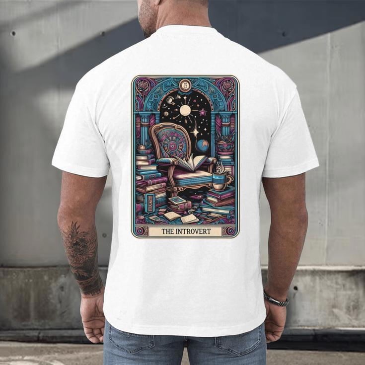 Mystical Library Book Reader The Introvert Tarot Card Men's Back Print T-Shirt Mystical Library Book Reader The Introvert Tarot Card Men's Back Print T-Shirt