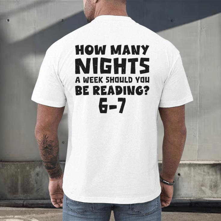 How Many Nights A Week Should You Be Reading 6-7 Book Lover Premium Tri-Blend Men's Back Print T-Shirt