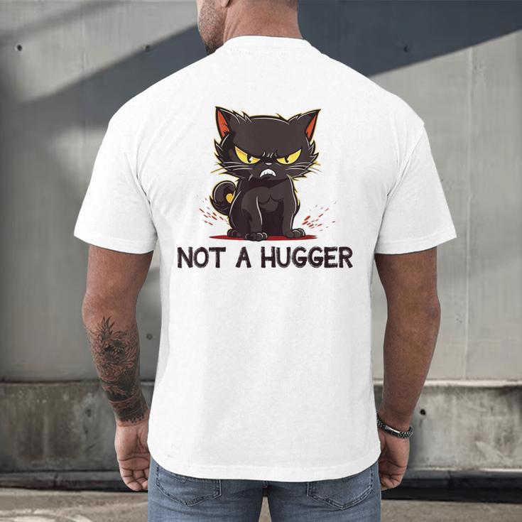 Not A Hugger Tee Angry Cat Sarcastic Cute Introvert Men's Back Print T-Shirt