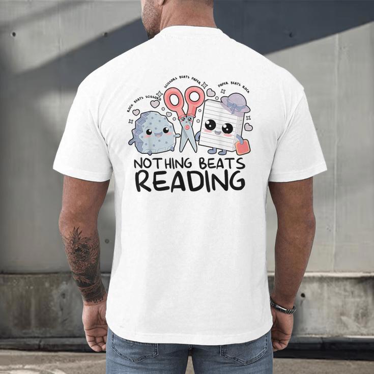 Nothing Beats Reading Rock Paper Scissors Book Lover Teacher Men's Back Print T-Shirt Nothing Beats Reading Rock Paper Scissors Book Lover Teacher Men's Back Print T-Shirt