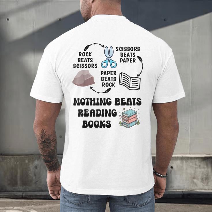 Nothing Beats Reading Rock Paper Scissors Reader Book Lover Men's Back Print T-Shirt Nothing Beats Reading Rock Paper Scissors Reader Book Lover Men's Back Print T-Shirt