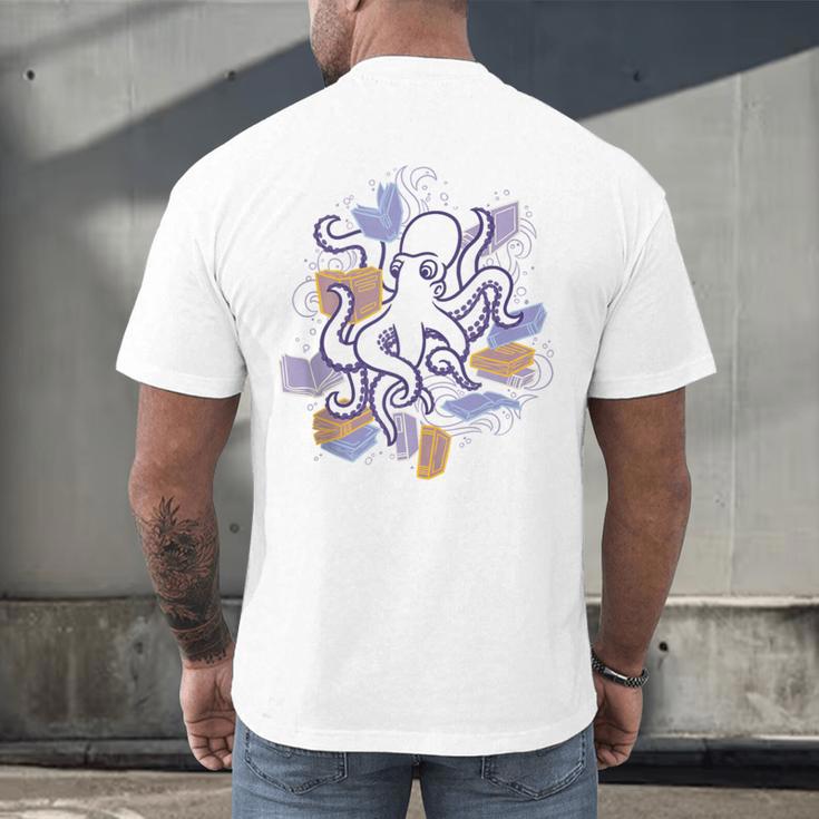 Octopus Book Reader Men's Back Print T-Shirt
