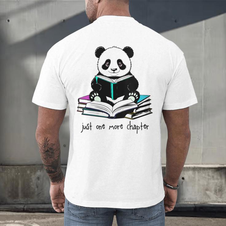 Panda Reading Chapter Books Men's Back Print T-Shirt Panda Reading Chapter Books Men's Back Print T-Shirt