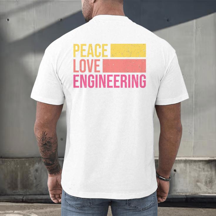 Peace Love Engineering Engineer School Graduation Retro Men's Back Print T-Shirt