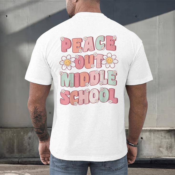 Peace Out Middle School Graduation Groovy Last Day Of School Men's Back Print T-Shirt