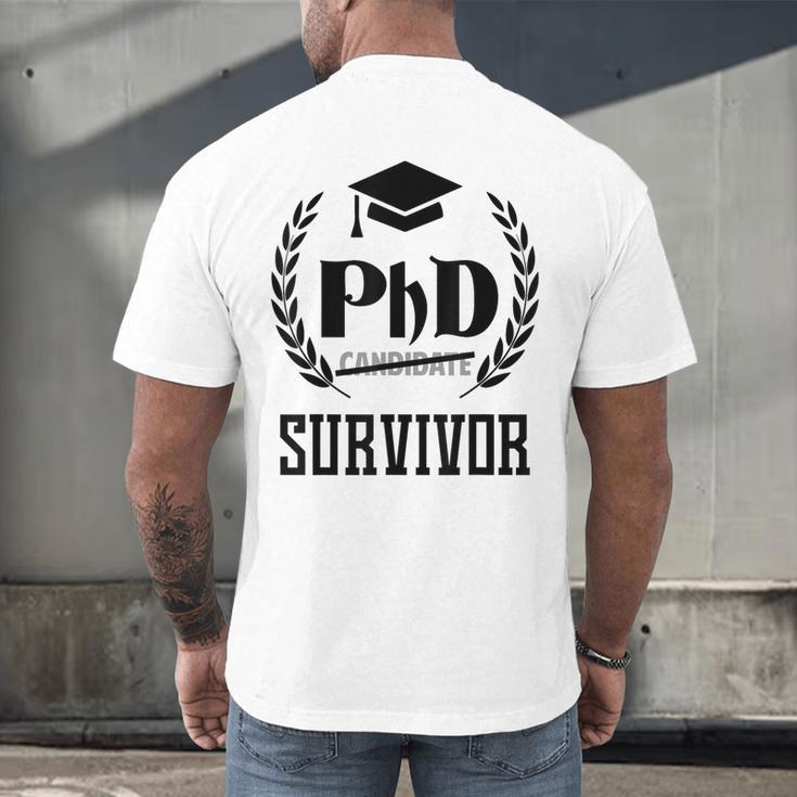 PHD Survivor T-Shirt Graduation Student Teacher For Men Women Kids Men's Back Print T-Shirt