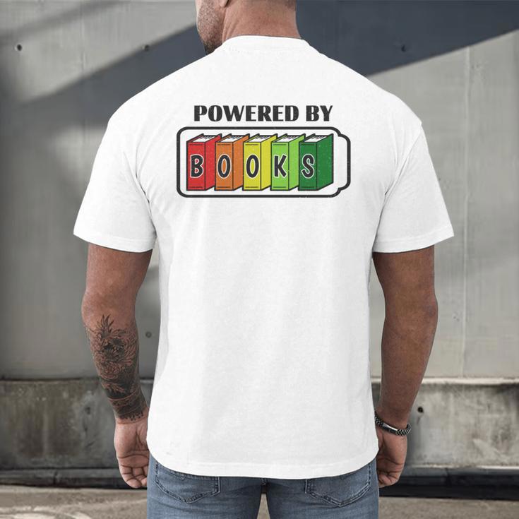 Powered By Books Bookworm Librarian Reading Men's Back Print T-Shirt