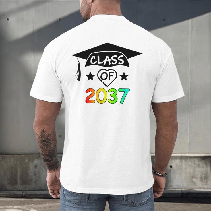 Pre-K -12th Grade Hand Prints Space Graduation Class Of 2037 Men's Back Print T-Shirt