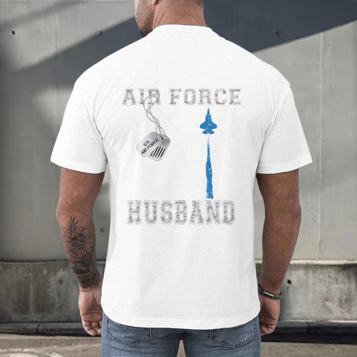 Proud Air Force Husband US Air Force Graduation Husband Men's Back Print T-Shirt