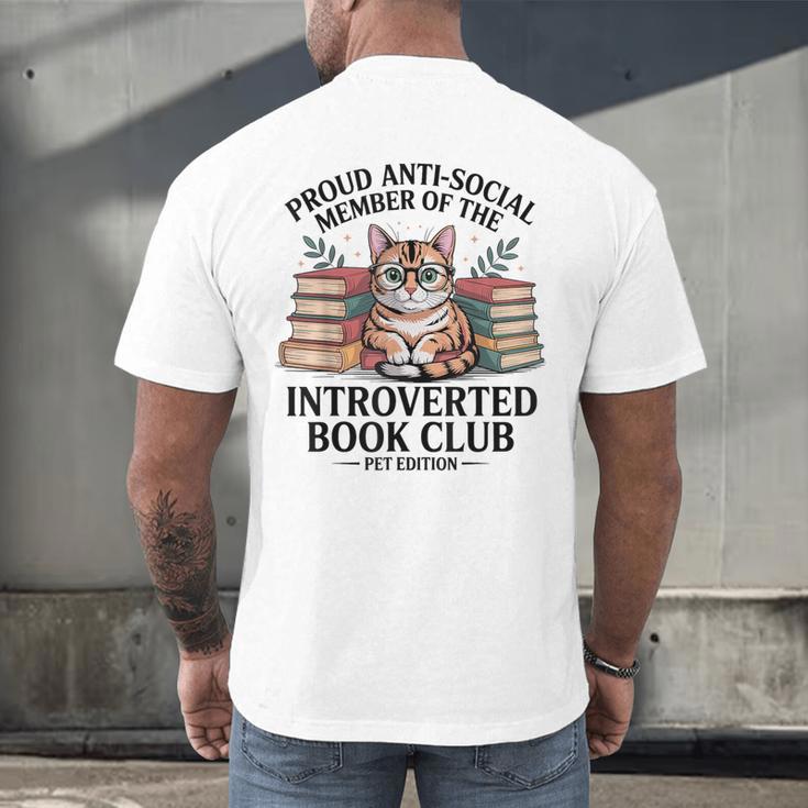 Proud Introverted Book Club Anti Social Reader Pet Cat Men's Back Print T-Shirt