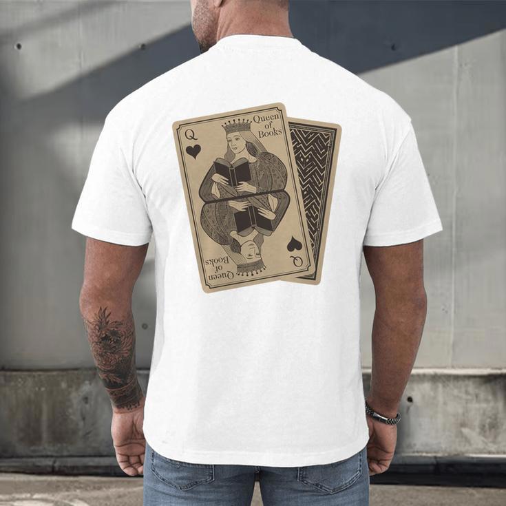 Queen Of Books Playing Card Aesthetic For Book Lovers Premium Tri-Blend Men's Back Print T-Shirt