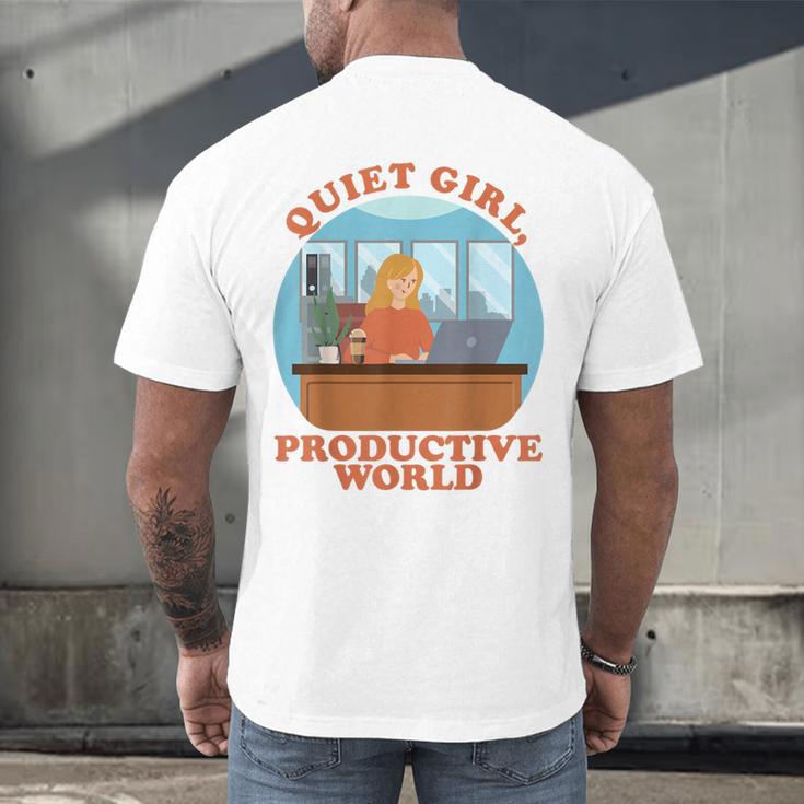 Quiet Girl Productive World Introvert Office Staff Secretary Men's Back Print T-Shirt Quiet Girl Productive World Introvert Office Staff Secretary Men's Back Print T-Shirt