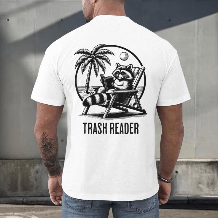Raccoon Reading Books Summer Humor Trash Reader Men's Back Print T-Shirt