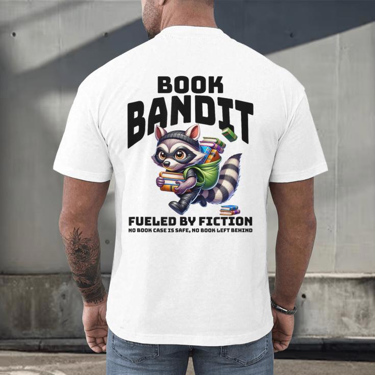 Racoon-Bookworm-Book Bandit-Fueled By Fiction Men's Back Print T-Shirt