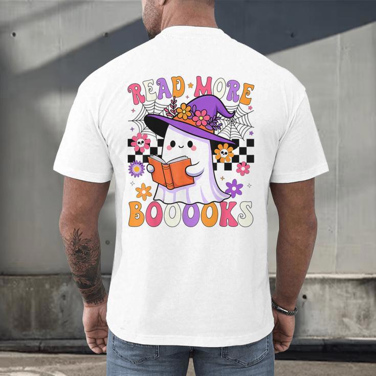 Read More Books Ghost Reading Book Teacher Halloween Men's Back Print T-Shirt Read More Books Ghost Reading Book Teacher Halloween Men's Back Print T-Shirt