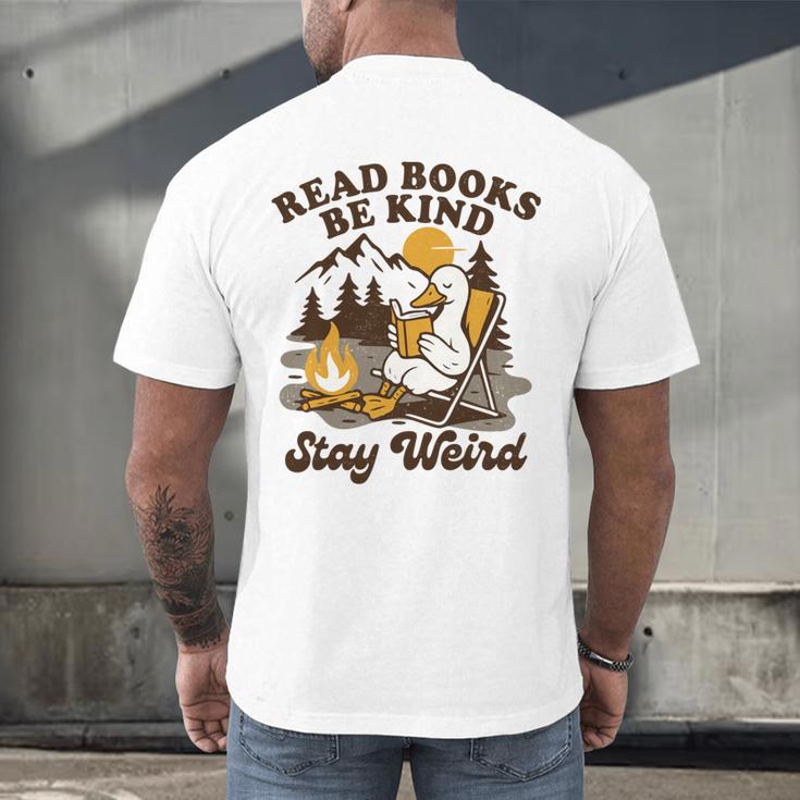 Read Books Be Kind Stay Weird Bookish Silly Goose Reading Men's Back Print T-Shirt Read Books Be Kind Stay Weird Bookish Silly Goose Reading Men's Back Print T-Shirt