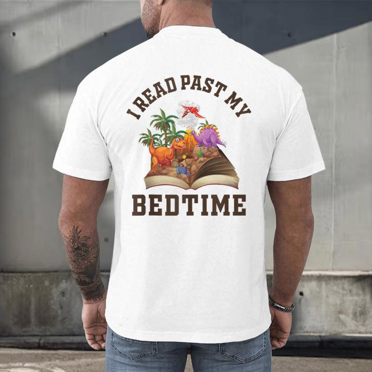 I Read Past My Bedtime Reading Dinosaur Book Lover Men's Back Print T-Shirt I Read Past My Bedtime Reading Dinosaur Book Lover Men's Back Print T-Shirt