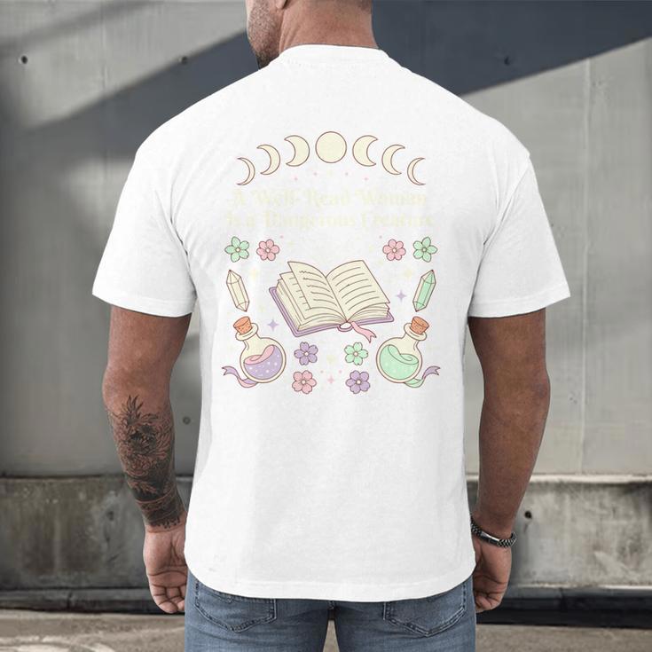 Well Read Woman Literature Quote Celestial Book Floral Men's Back Print T-Shirt