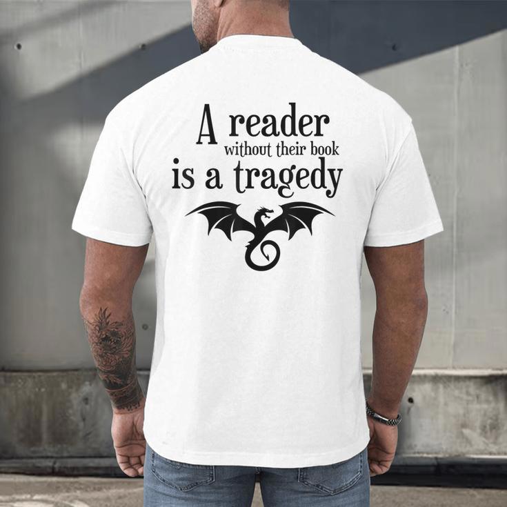 A Reader Without Their Book Is A Tragedy Dragon Rider Men's Back Print T-Shirt