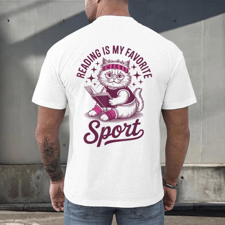 Reading Is My Favorite Sport Cat And Book Lover Women Men's Back Print T-Shirt Reading Is My Favorite Sport Cat And Book Lover Women Men's Back Print T-Shirt