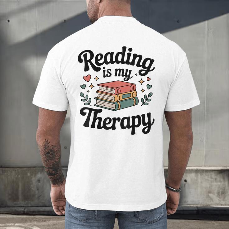 Reading Is My Therapy Book Lover Bookworm Men's Back Print T-Shirt
