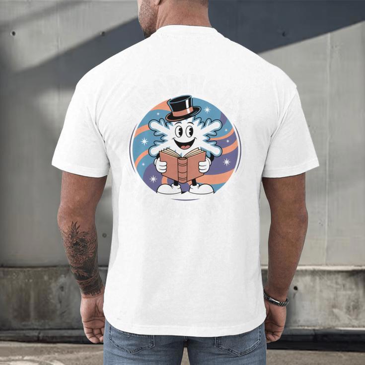 Reading Is Snow Much Fun Snowflake Top Hat Book Fan Winter Men's Back Print T-Shirt