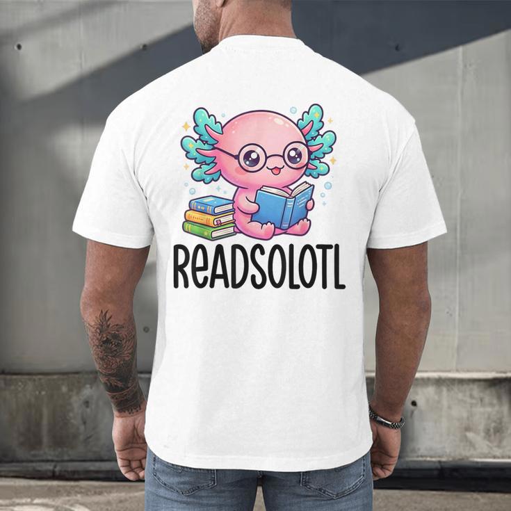 Readsolotl Cute Axolotl Reading Book Kawaii Pink Aesthetic Men's Back Print T-Shirt Readsolotl Cute Axolotl Reading Book Kawaii Pink Aesthetic Men's Back Print T-Shirt