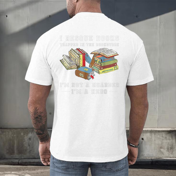 I Rescue Book Trapped In The Bookstore I'm Not A Hoarder Premium Tri-Blend Men's Back Print T-Shirt