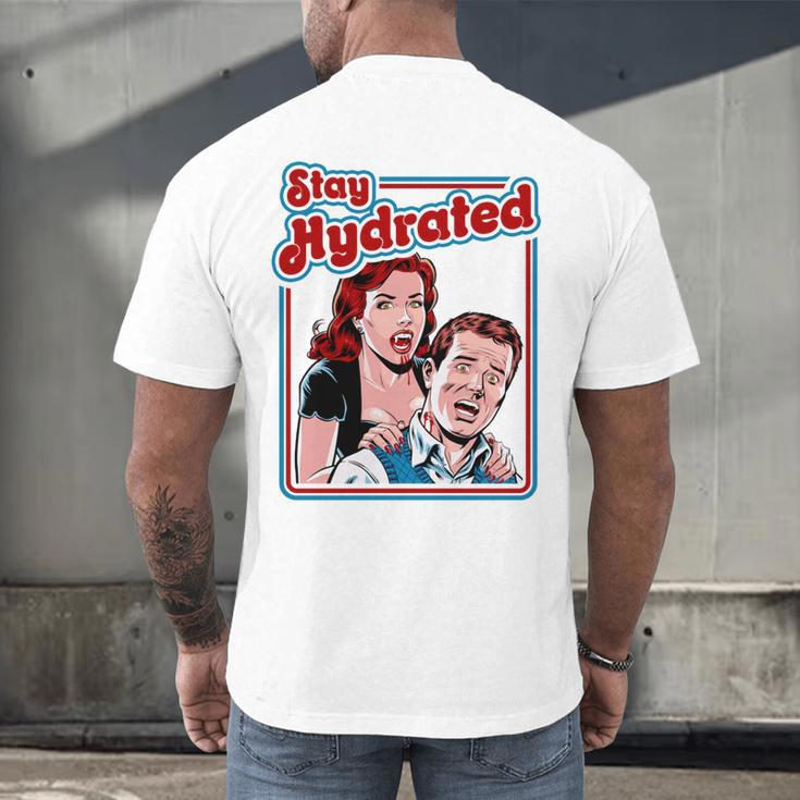 Retro Vampire Book Cover Style Stay Hydrated Halloween Men's Back Print T-Shirt