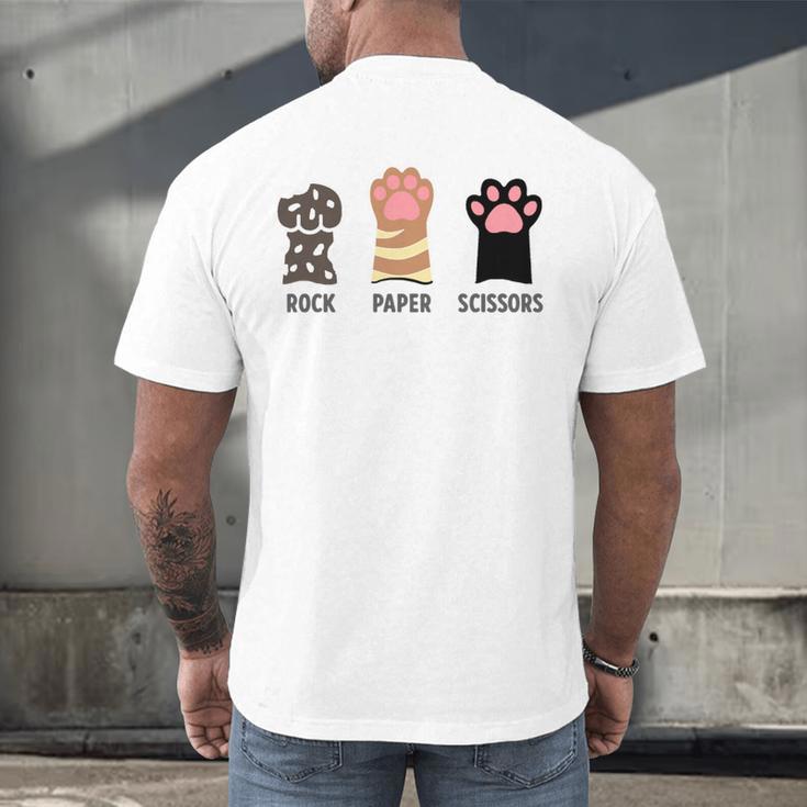Rock Paper Scissors Hand Game Cute Paw Cat Introvert Men's Back Print T-Shirt
