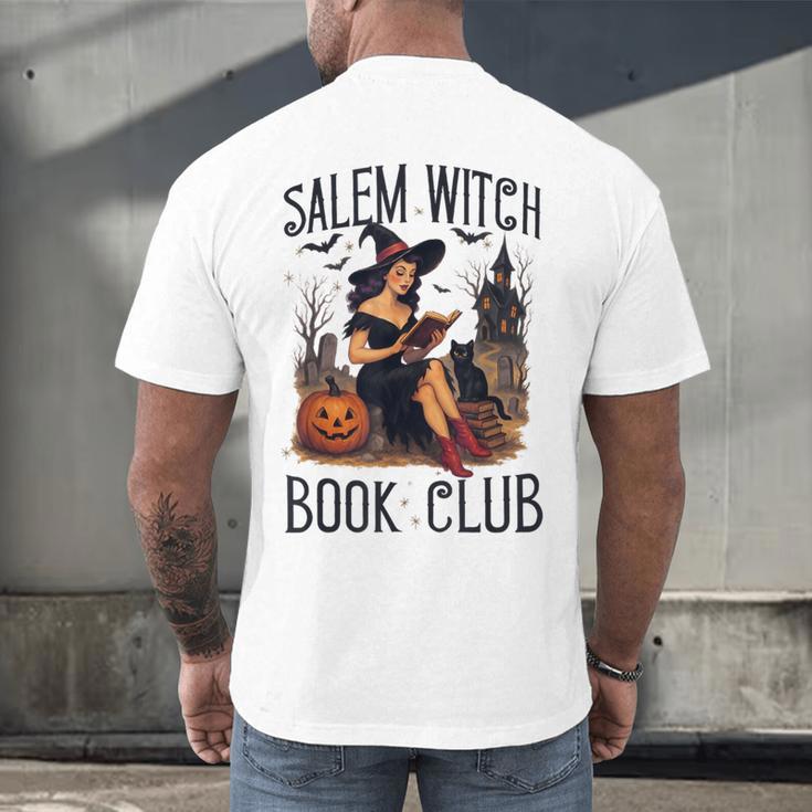Salem Witch Book Club Bookish Retro Halloween Cat Men's Back Print T-Shirt Salem Witch Book Club Bookish Retro Halloween Cat Men's Back Print T-Shirt