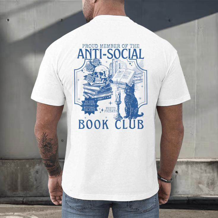 Sarcastic Anti Social Book Club Cat Skull Book Lover Men's Back Print T-Shirt Sarcastic Anti Social Book Club Cat Skull Book Lover Men's Back Print T-Shirt