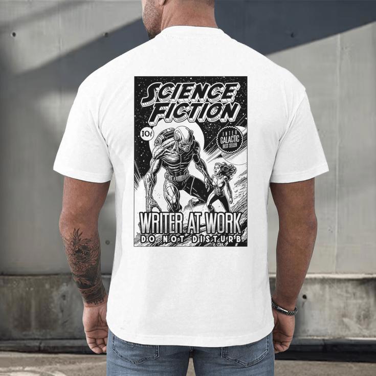 Science Fiction Writer At Work Vintage Book Cover Men's Back Print T-Shirt