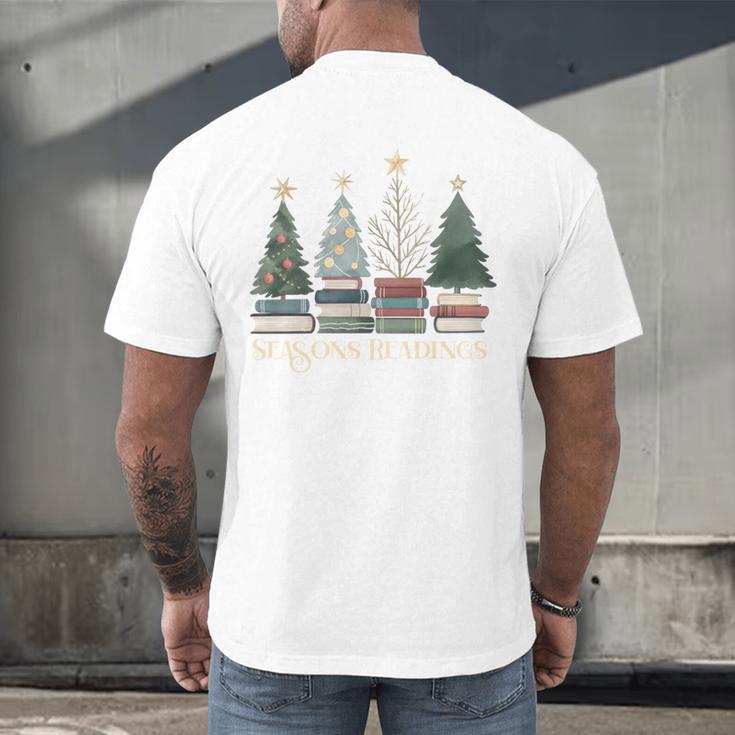 Seasons Readings Christmas Tree Book Lover Men's Back Print T-Shirt Seasons Readings Christmas Tree Book Lover Men's Back Print T-Shirt
