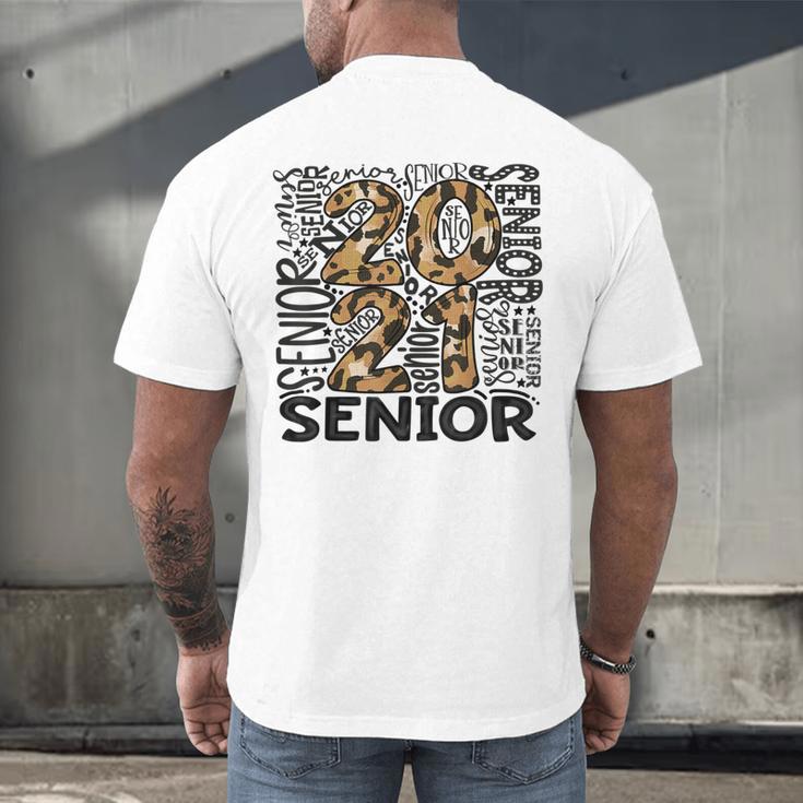 Senior 2021 Grad Class Of 2021 Graduation Leopard Cheetah Men's Back Print T-Shirt