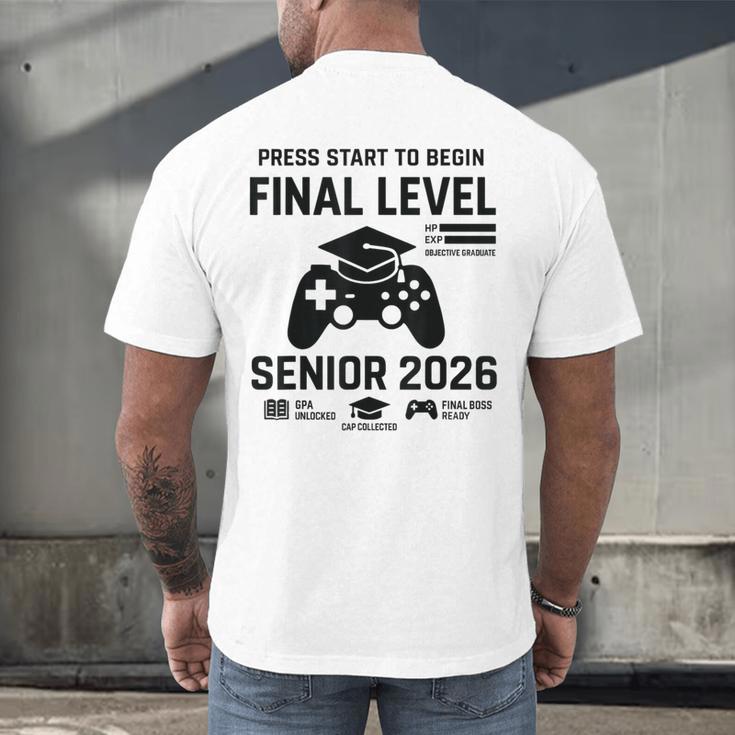 Senior 2026 Final Level Gamer Graduation 2026 Men's Back Print T-Shirt