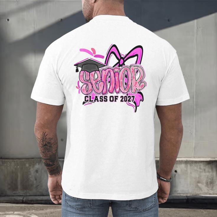 Senior 2027 Class Of 2027 Coquette Girl Pink Graduation 2027 Men's Back Print T-Shirt