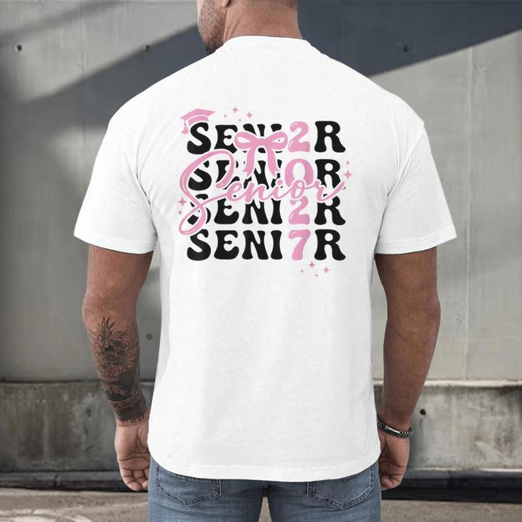 Senior 2027 Class Of 2027 Coquette Pink Bow Graduation 2027 Men's Back Print T-Shirt