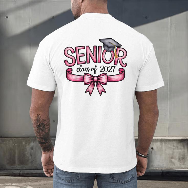Senior Class Of 2027 Coquette Pink Bow Graduation 2027 Women Men's Back Print T-Shirt