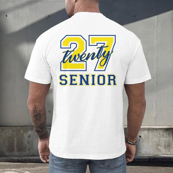 Senior Class Of 2027 Graduation Yellow And Blue On The Back Premium Tri-Blend Men's Back Print T-Shirt