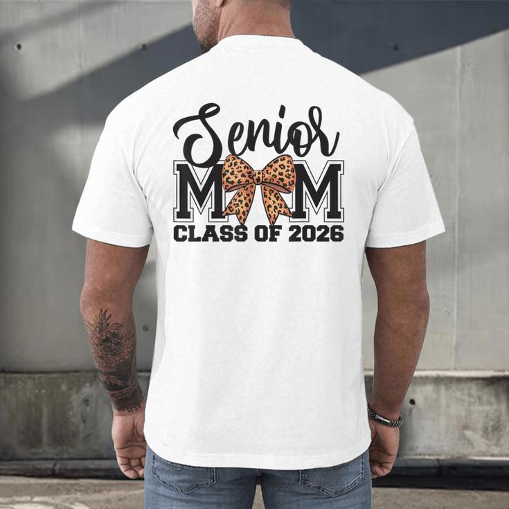 Senior Mom Class Of 2026 Graduation Leopard Coquette Bow Men's Back Print T-Shirt