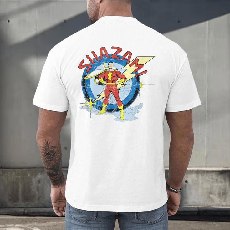 Shazam Comic Book Art Heroic Portrait Vintage Men's Back Print T-Shirt