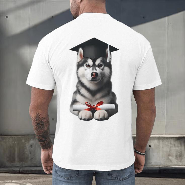 Siberian Husky Dog Graduation Cap Training School Graduate Men Women Kids Men's Back Print T-Shirt