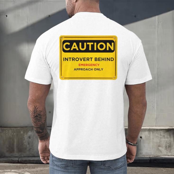 A Simple Yellow Warning Sign For Introvert Men's Back Print T-Shirt