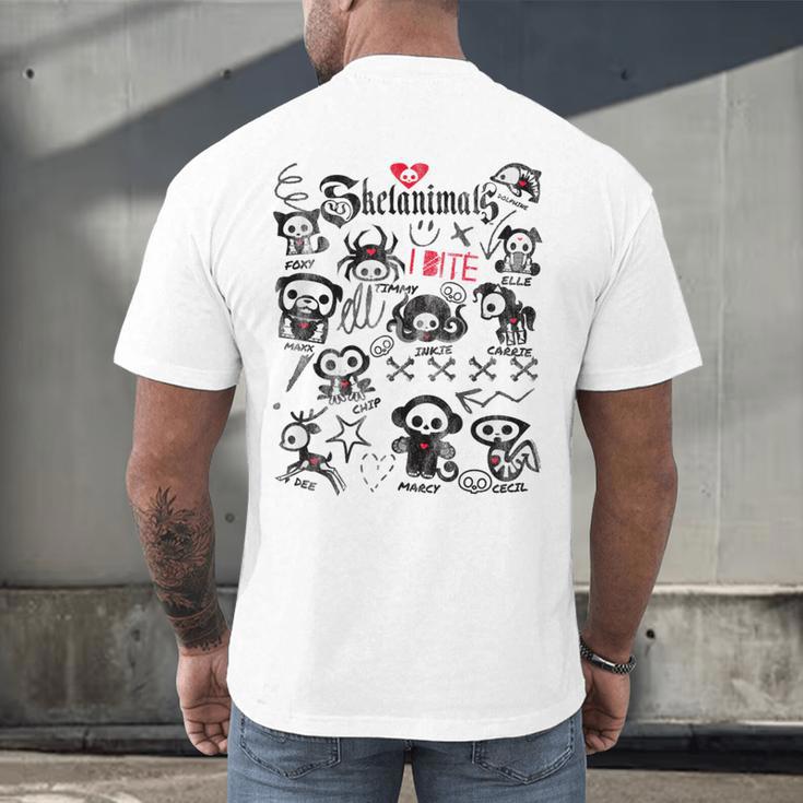 Skelanimals I Bite Vintage Retro Dead Pet Textbook Collage Men's Back Print T-Shirt