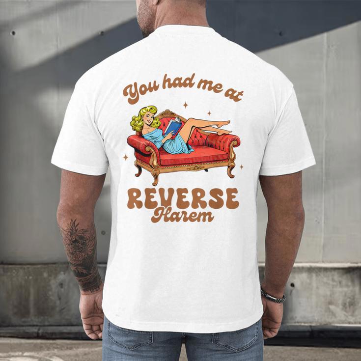 Smut Reader You Had Me At Reverse Harem Spicy Grey Book Men's Back Print T-Shirt